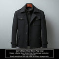 MEN'S BLACK WOOL BLEND PEA COAT