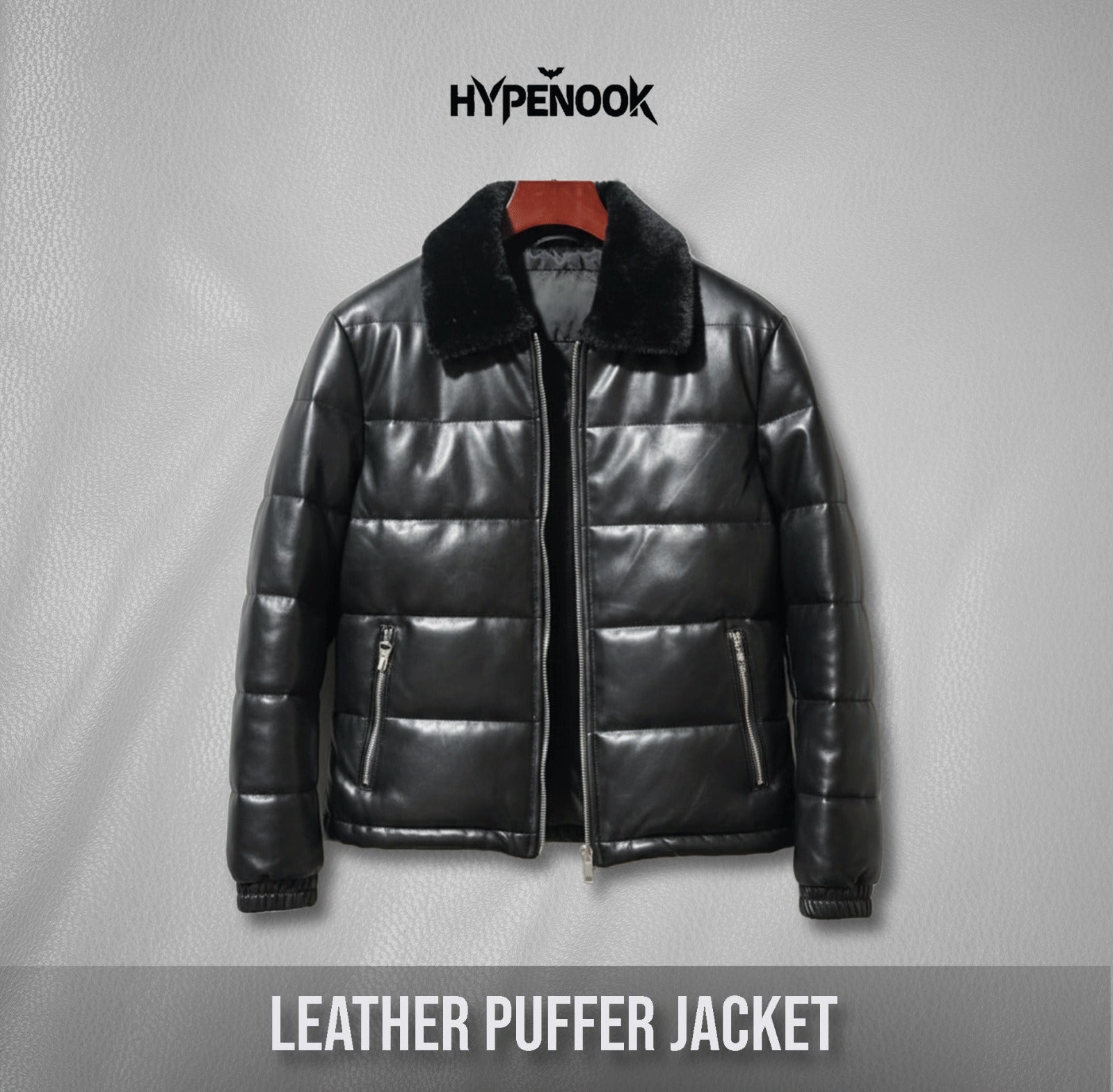 LEATHER PUFFER JACKET WITH FUR COLLAR