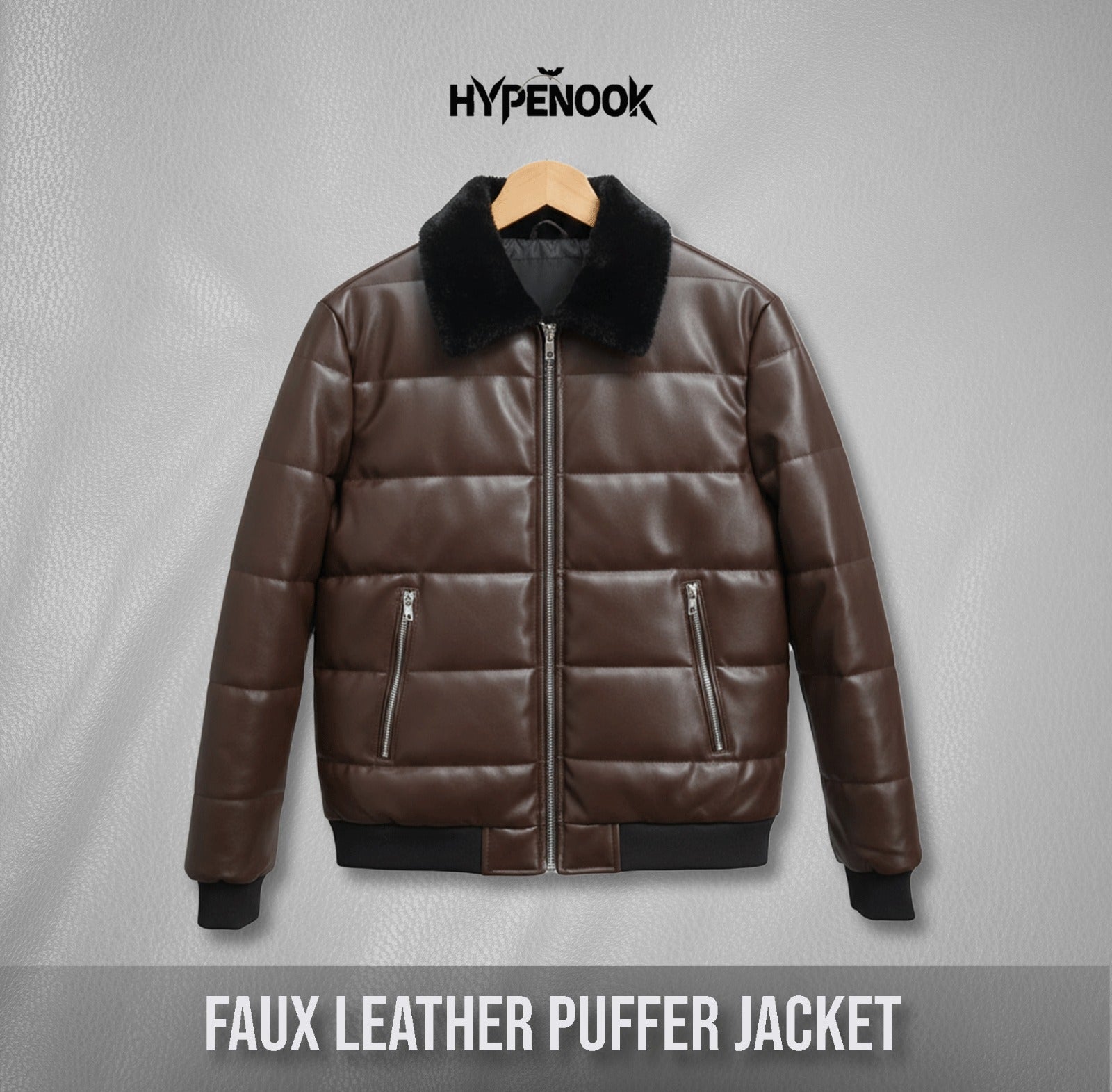 LEATHER PUFFER JACKET WITH FUR COLLAR