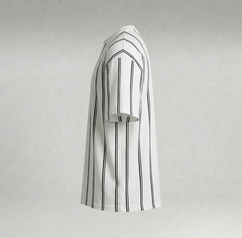 Classic Vertical Striped Drop Shoulder Oversized Tee