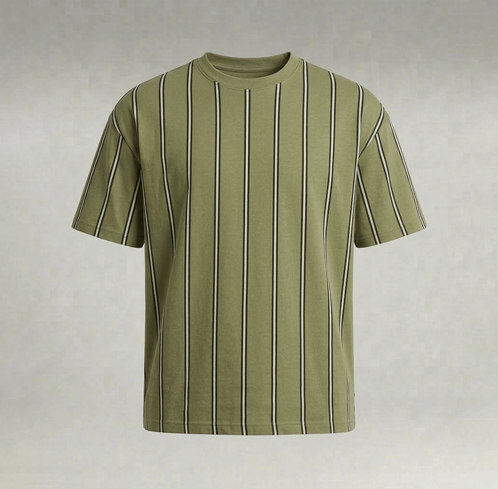 Classic Vertical Striped Drop Shoulder Oversized Tee