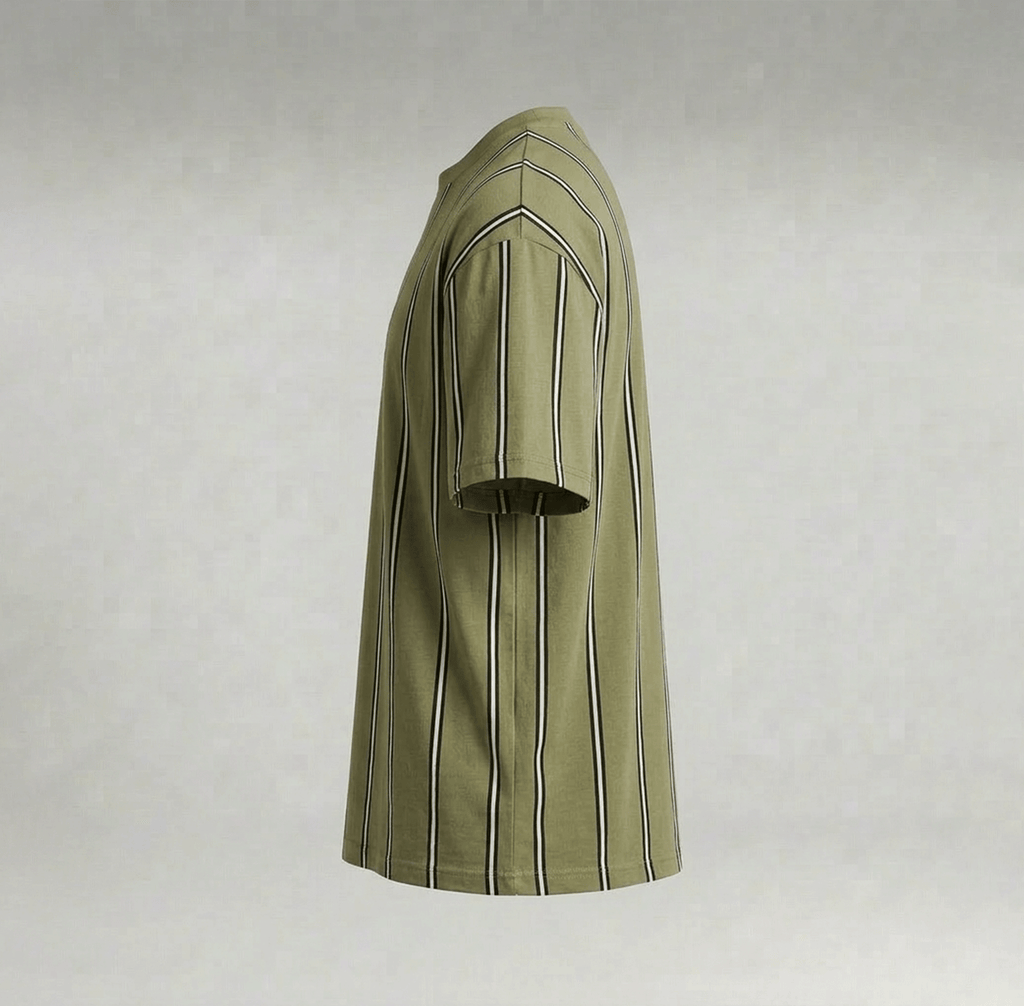 Classic Vertical Striped Drop Shoulder Oversized Tee