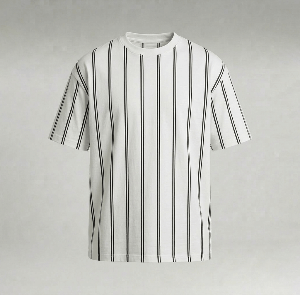 Classic Vertical Striped Drop Shoulder Oversized Tee