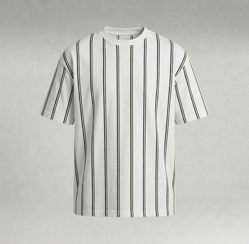 Classic Vertical Striped Drop Shoulder Oversized Tee