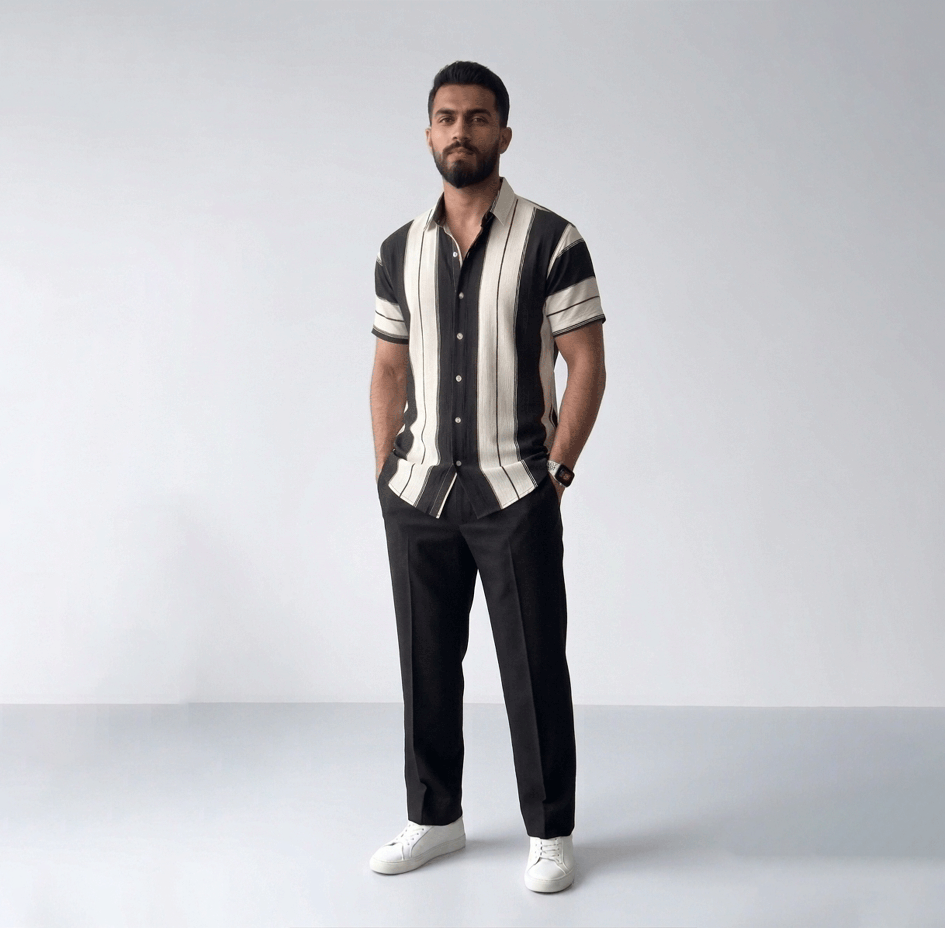 Old Money Aesthetic Men’s Luxury Vertical Striped Resort Shirt