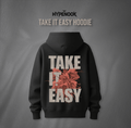 "TAKE IT EASY " FLORAL GRAPHIC HOODIE - BLACK
